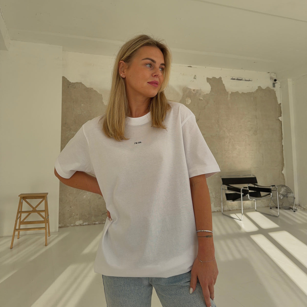 Unisex Marškinėliai 'I'M OK' (White)