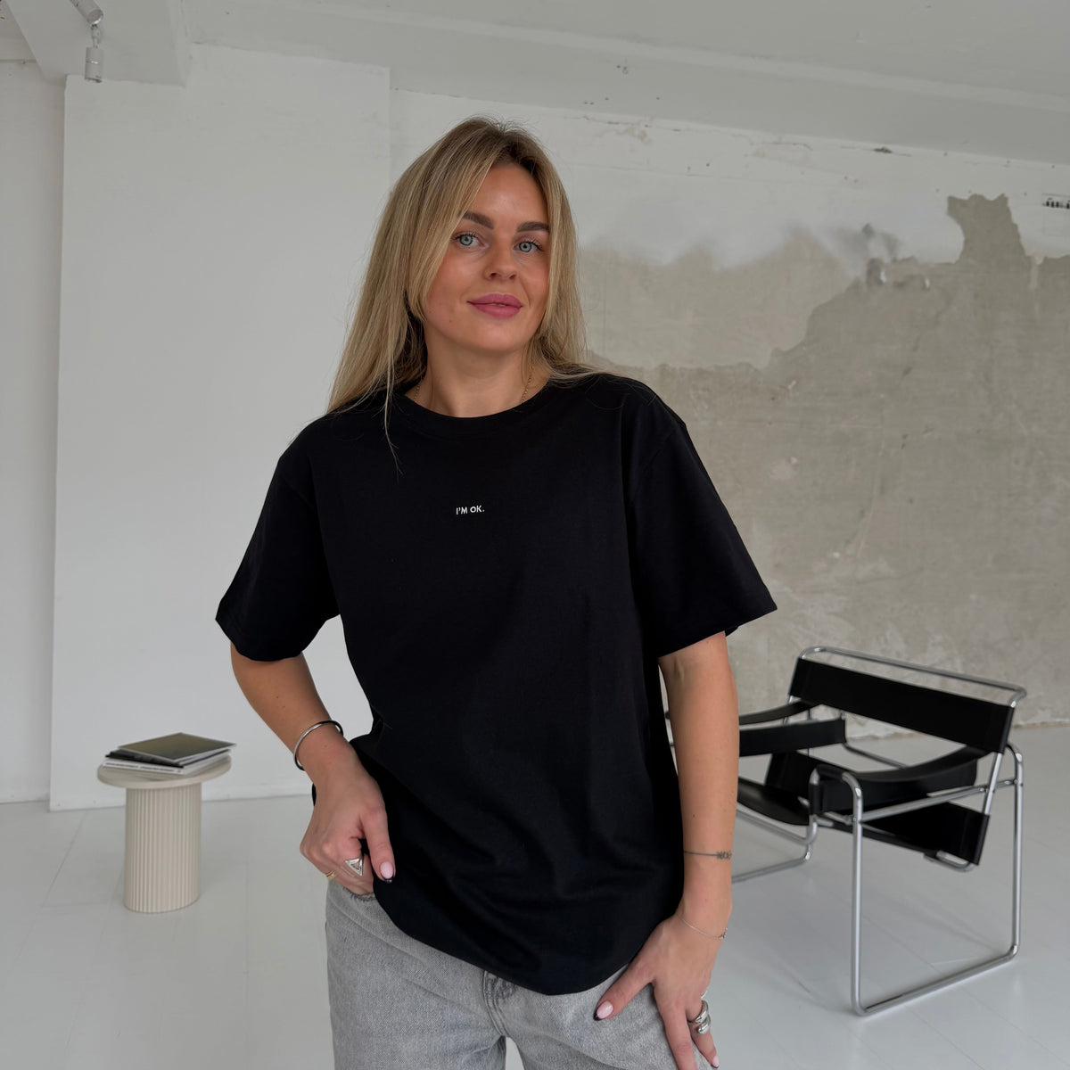 Unisex Marškinėliai 'I'M OK' (Black)