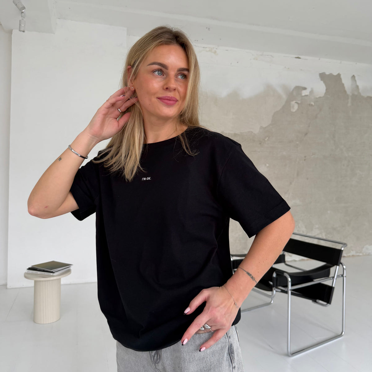 Unisex Marškinėliai 'I'M OK' (Black)